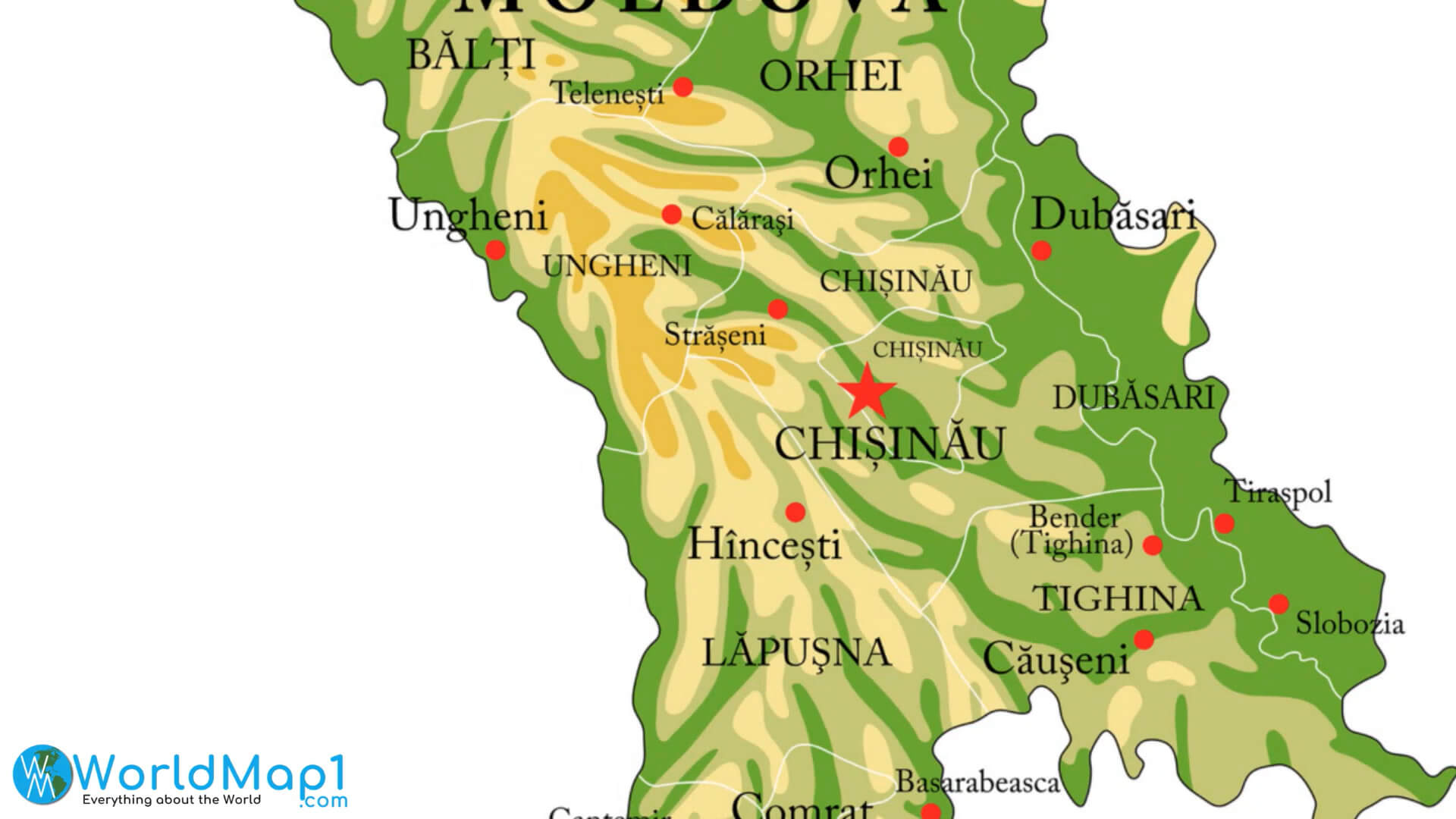 Moldova Pyhsical Map